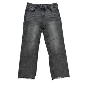 Oat Straight Leg Jeans Womens 31 Black Excellent Raw Hem High Rise